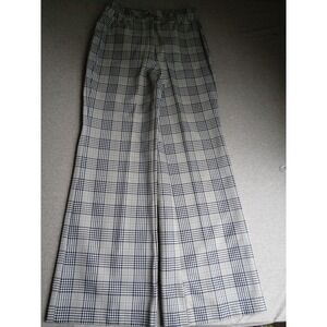 Vintage Bell Bottom Pants Wide Leg Trouser Preppy Plaid Work Retro 70s